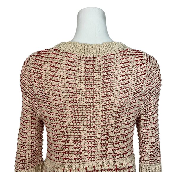 Anthropologie Fiets Voor 2 Hidden Glow Sweater M Red Cream - Picture 9 of 13